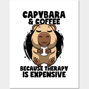 Capybara & Coffee Cute Capybara Zoology Zoo Animals Capybara Posters and Art